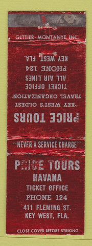 Matchbook Cover - Price Tours Havana Key West FL WEAR