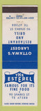 Matchbook Cover - The Esterel Restaurant Ottawa ON