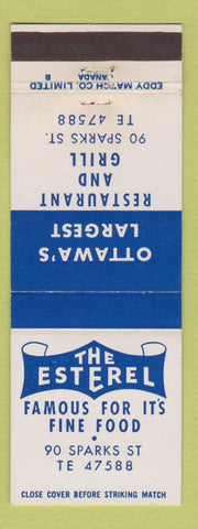 Matchbook Cover - The Esterel Restaurant Ottawa ON