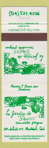 Matchbook Cover - Le Jardin de Ganos Montreal QC