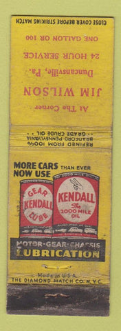 Matchbook Cover - Kendall oil gas Jim Wilson Duncansville PA WORN