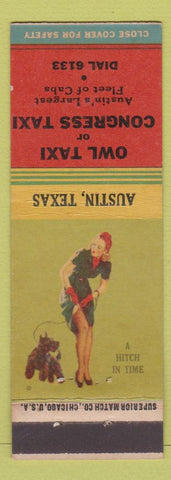 Matchbook Cover - Owl Taxi Congress Austin TX pinup Tony's Tavern