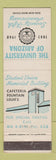 Matchbook Cover - University of Arizona Tucson AZ 1960 WEAR