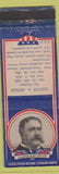 Matchbook Cover - 1930s Diamond Presidents Chester A Arthur WORN