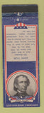 Matchbook Cover - 1930s Diamond Presidents John Tyler WORN