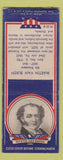 Matchbook Cover - 1930s Diamond Presidents Martin Van Buren BOBTAIL