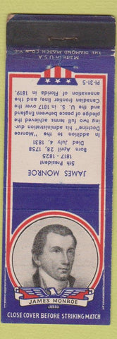 Matchbook Cover - 1930s Diamond Presidents James Monroe WEAR