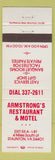 Matchbook Cover - Armstrong's Restaurant Motel Staunton VA