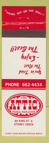 Matchbook Cover - Attic Pizza Stoney Creek ON