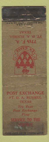 Matchbook Cover - Post Exchange Fort DA Russell TX WORN