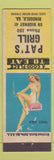 Matchbook Cover - Pat's Grill Ringgold GA low phone pinup