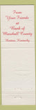 Matchbook Cover - Bank of Marshall County Benton KY