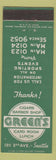 Matchbook Cover - Green's Card Room Tobacco Seattle WA