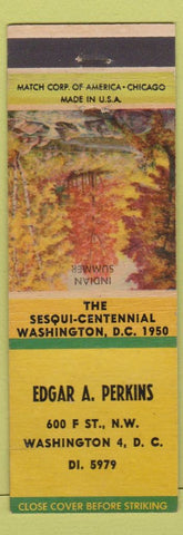 Matchbook Cover - Edgar Perkins Washington DC Match Collector 1950