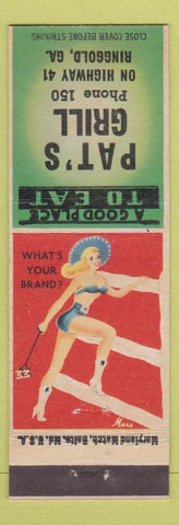 Matchbook Cover - Pat's Grill Ringgold GA low phone pinup