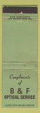 Matchbook Cover - B&F Optical Service
