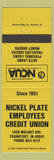 Matchbook Cover - Nickel Plate Credit Union Frankfort IN yellow