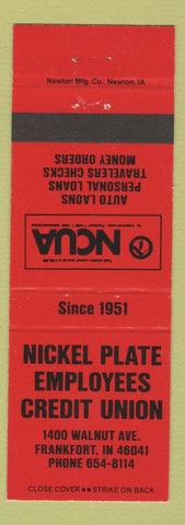 Matchbook Cover - Nickel Plate Credit Union Frankfort IN red