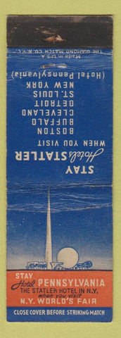 Matchbook Cover - Hotels Statler 1939 World's Fair New York City WORN