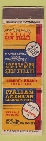 Matchbook Cover - Italian American Grocery Los Angeles CA CROWN WEAR