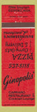 Matchbook Cover - Ginopolis' Italian Restaurant Pizza Redford MI