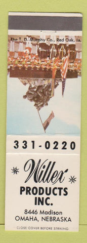 Matchbook Cover - Willex Products Omaha NE WEAR