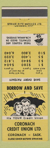 Matchbook Cover - Coronach Credit Union SK