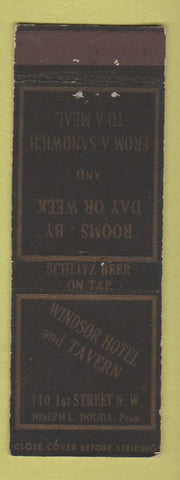 Matchbook Cover - Windsor Hotel Tavern New York City? Schlitz Beer
