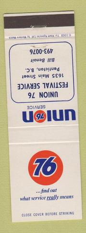 Matchbook Cover - Union 76 oil gas Festival Service Penticton BC