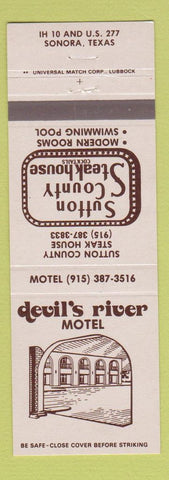Matchbook Cover - Devil's River Motel Sonora TX Sutton County Steak House