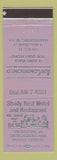 Matchbook Cover - Shady Rest Motel Restaurant Martinsburg WV purple