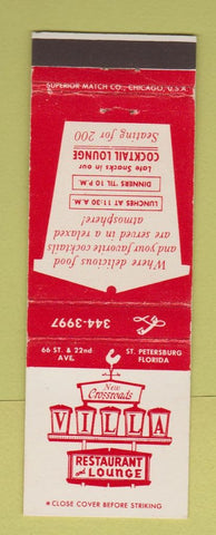 Matchbook Cover - New Crossroads Villa Restaurant St Petersburg FL