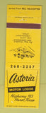 Matchbook Cover - Astoria Motor Lodge Hurst TX