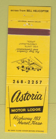 Matchbook Cover - Astoria Motor Lodge Hurst TX