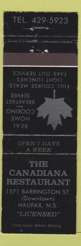 Matchbook Cover - Canadiana Restaurant Halifax NS