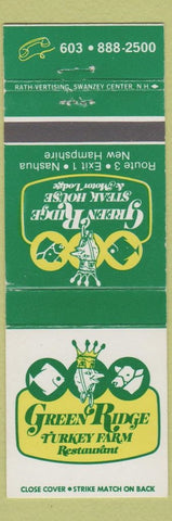 Matchbook Cover - Green Ridge Turkey Farm Restaurant Nashua NH
