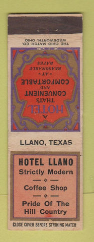 Matchbook Cover - Hotel Llano TX WEAR