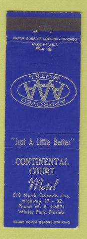 Matchbook Cover - Continental Court Motel Winter Park FL
