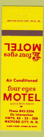 Matchbook Cover - Four Eyes Motel Watford City ND