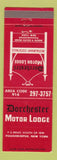 Matchbook Cover - Dorchester Motor Lodge Poughkeepsie NY