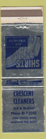 Matchbook Cover - Crescent Cleaners  Spokane WA Dry Cleaning