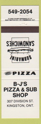 Matchbook Cover - BJ's Pizza and Subs Kingston ON