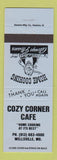 Matchbook Cover - Cozy Corner Cafe Wellsville MO