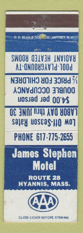 Matchbook Cover - James Stephen Motel Hyannis MA