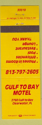Matchbook Cover - Gulf to Bay Motel Clearwater FL