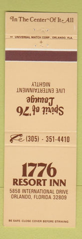 Matchbook Cover - 1776 Resort Inn Orlando FL