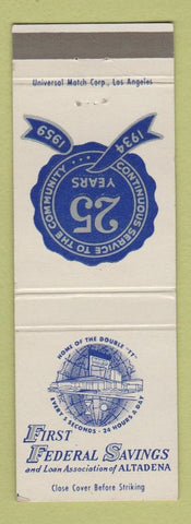 Matchbook Cover - First Federal Savings Altadena CA 1959