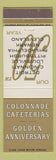 Matchbook Cover - Colonnade Cafeterias Detroit Cincinnati Newark Cleveland