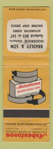 Matchbook Cover - Asbestonos Bonded Brake Shoes Goderich ON WEAR