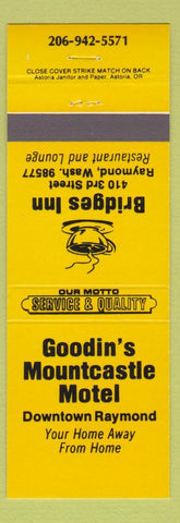 Matchbook Cover - Goodin's Mountcastle Motel Raymond WA Bridges Inn